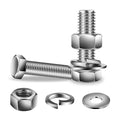 1/2-13 x 1-1/2" Hex Head Screw Bolt, Nuts, Flat & Lock Washers, 10Pcs 18-8 (304) Stainless Steel, Fully Threaded, by SG TZH