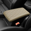 2025 Upgrade Universal Style Memory Cotton Car Armrest Box Pad,New Leather Car Armrest Box Pad Car Center Console Cover Pad,Vehicle Seat Box Cushion Protector for SUV Truck (Beige, Wave Pattern)