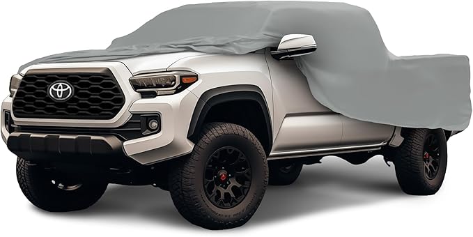 Car Covers Weatherproof Max Truck Cover & Warranty Compatible with Ford 2001-2019 F-150 Crew Cab, 5.5 with Camper Shell– Outdoor Cover, Prevents Theft with Cable Lock