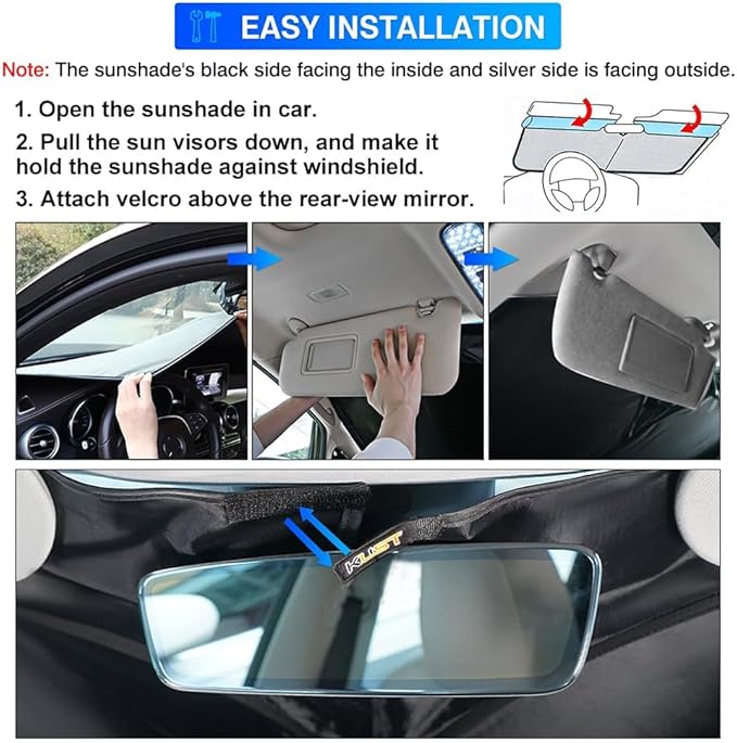 KUST Windshield Sun Shade for 2017-2022 Ford Super Duty F250 F350 F450 Pickup Truck Window Sun Shade Sun Visor Protector Foldable Blocks UV Rays Keep Your Car Cooler