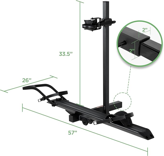 Rockland Aluminum 1-Ebike Rack, 100 lbs Capacity, Single Hitch Mount Electric Bike Rack, Fits up to 5" Fat Tire Width and 50" Wheelbase, Ebike Carrier Rack for 2" Receiver for Cars SUVs Vans RVs