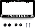 Fishing License Plate Frame Personalised License Plate Stainless Steel Funny Fish License Plate Holder for Men Women Universal Black Car Accessories Decoration 12.3" x 6.3"