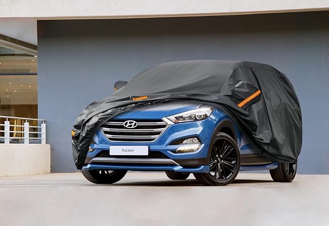 Kayme 7 Layers SUV Car Cover Custom Fit for Hyundai Tucson (2004-2025) Waterproof All Weather for Automobiles, Outdoor Full Cover Rain Sun UV Protection.Black
