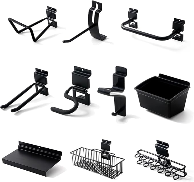 Black Tool storage wall Broom Holder Mop Hanger Wall Mount Plastic nano-molecule Organization Garage Storage System Garden Kitchen Tool Organizer Wall Control 2ft 3.8 ft.
