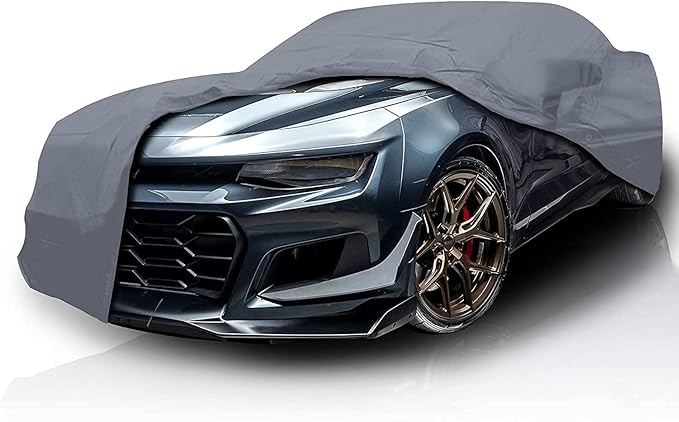 5 Layer Full Car Cover – Semi Custom Fit for Chevrolet Chevy Camaro Model Year 2010-2024 | All-Weather Protection: Dustproof, Windproof, UV-Resistant, Breathable & Durable