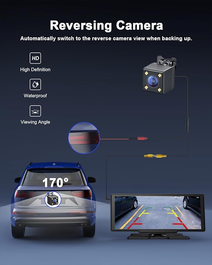 8.1'' Wireless Apple Carplay Screen for Car, Android Auto with Backup Camera, Portable Car Stereo Touchscreen with OTA/GPS Navigation/Mirror Link/Voice Control/Bluetooth/AUX/FM/WiFi