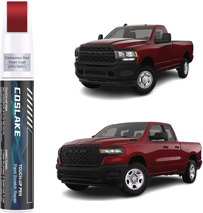 Car Touch Up Paint(Delmonico Red Pearl-Coat(PRV/NRV)) for Dodge Ram, Car Paint Scratch Repair Kit, Quick & Easy Solution to Repair, 2 in 1 Scratch Remover Pen with 2PCS Disposable Micro Applicators