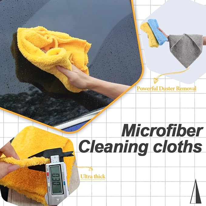 Micro Fiber Towels Car，Coral Fleece Car Wash Cleaning Towel,Endless,Absorbent, Scratch Free,No Lint, Extra Soft,Reusable and Durable,Interior Microfiber Rags 16in x 16in-6 Packs Yellow