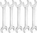 HARFINGTON 5pcs Double Open End Wrench 24mm x 27mm Metric 15 Degree Offset Angle Small Flat Head Wrench Galvanizing Open Ended Spanner for Automotive Repair Furniture Assembly