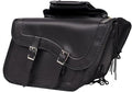 GARGOYLE BELLS Motorcycle Saddle Bags Synthetic Leather Motorcycle Luggage Bag Waterproof Throw Over Saddlebags For Softails Sportsters Choppers Dyna V-star Shadow (No Stud, Black, 16"x13"x11.5")