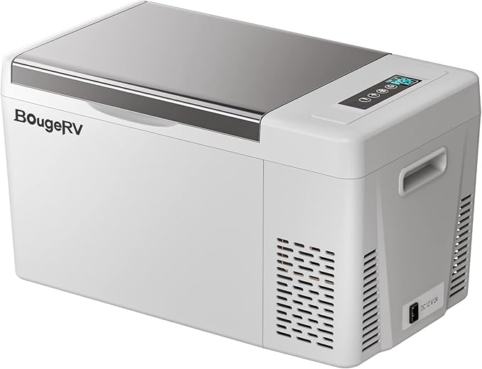 BougeRV 12 Volt Refrigerator With 23 Quart Cover, 12V Car Fridge 23 Quart Portable Freezer Compressor Cooler Compressor Freezer, 12/24V DC 110~240V AC, -8℉~50℉ for Truck RV SUV