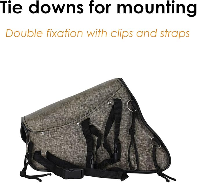 GARGOYLE BELLS Premium Naked Leather Swing Arm Bag For Motorcycle Left Side Solo Bags Saddle Bags For Softails Choppers (Style-2, Brown)