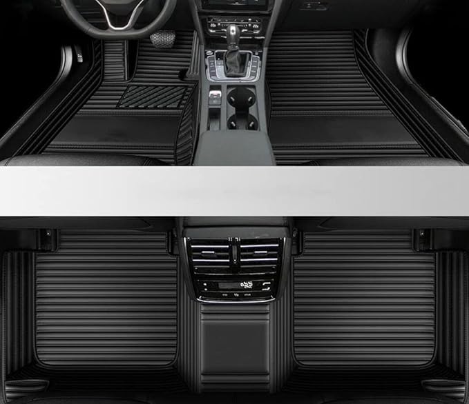 Custom All-Weather Protection Leather Car Floor Mats for Cars Sedan SUV Sports Car Waterproof Floor Mat (3D Black)