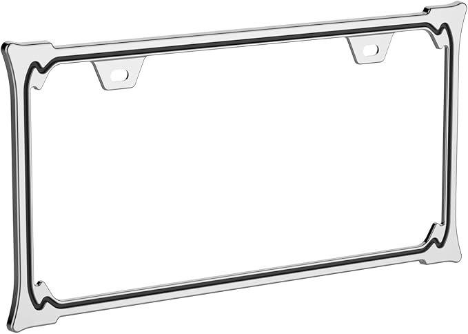 3D Chrome License Plate Frames, Pure Zinc Alloy Metal (3D Horn Pattern)