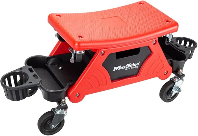 Maxshine Detailing Creeper Seat with Built-in Storage, 2-in-1 Modular Rolling Garage Stool, Mechanic Shop Seat with Tool Tray for Auto Car Detailing & Repair