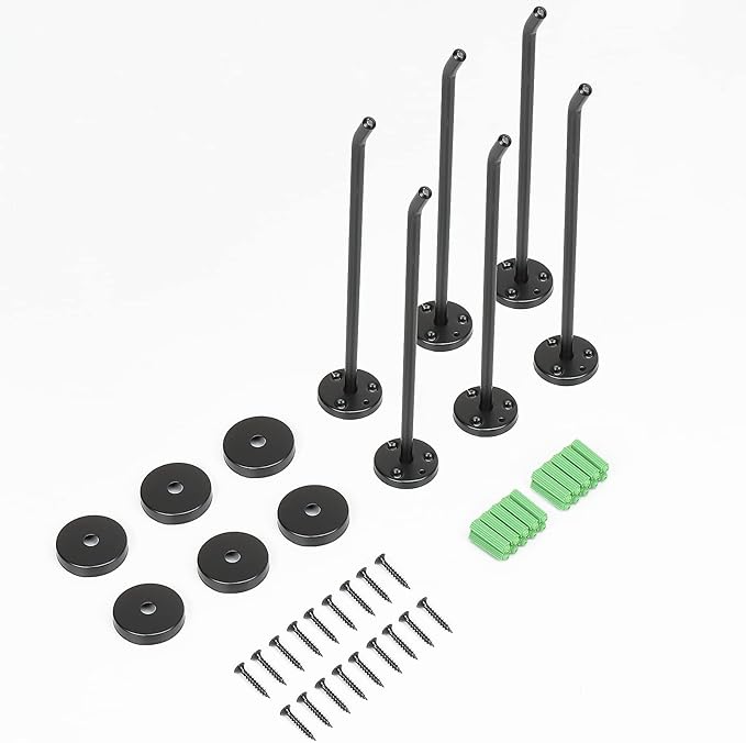 NearMoon Coat Hooks, Wall Hooks for Hanging Hat Hurse Robe, 304 Stainless Steel Heavy Duty Towel Hangers for Bathroom Livingroom Hotel Kitchen Garage, 6 Pack (8 Inch, Matte Black)