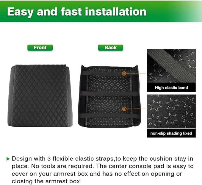Shademax Custom Fit for Center Console Cover Ford 2021-2025 2026 F-150 Ford F150, 2022-2025 F150 Lightning Work Surface Console Armrest Cover Console Cushion Pad PU Leather Armrest Seat Box Protector