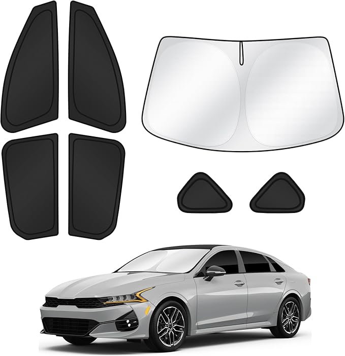 Sunshades for 2025 2026 Kia K4 Accessories Windshield Sun Shade Side Rear Window Shade Cover Sun Visor Shield Privacy Protection for Camping Keep Vehicle Cool Black 7PCS
