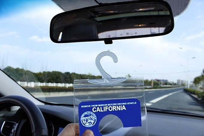 Handicap Placard Holder for Auto, Small Size Ultra Transparent Handicapped Placard Holder, Handicap Parking Sign Holder with Large Hanger by Tbuymax (Set of 2)