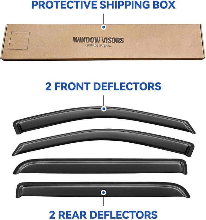 Window Visors Rain Guards for 2004 2005 2006 2007 2008 Ford F150 SuperCrew, Out-Channel Window Vent Wind Deflectors Visors Shades for 06 07 08 Lincoln Mark LT