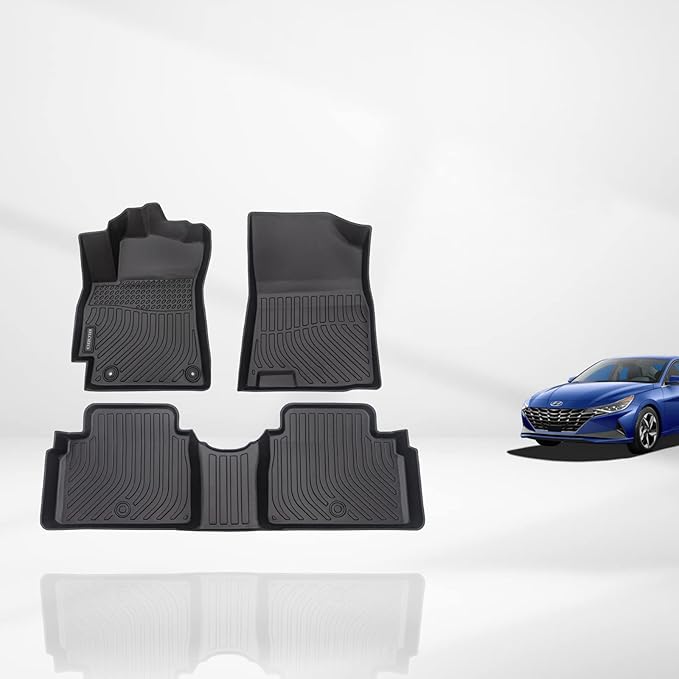 KELCSEECS® Floor Mats Custom Fit for Hyundai Elantra 2025 2024 2023 2022 2021& Elantra N All Weather Protection TPE Heavy Automotive Floor Liners 1st & 2nd Row Full Set Accessories, Black