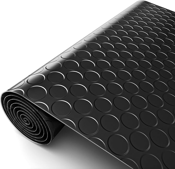 Premium Garage Floor Mat, Commercial Grade Heavy Duty Parking Mat for Garage Floor, Golf Cart Parking, Water/Stain Resistant Floor Runner (Black Coin, 4 x 13 Feet)