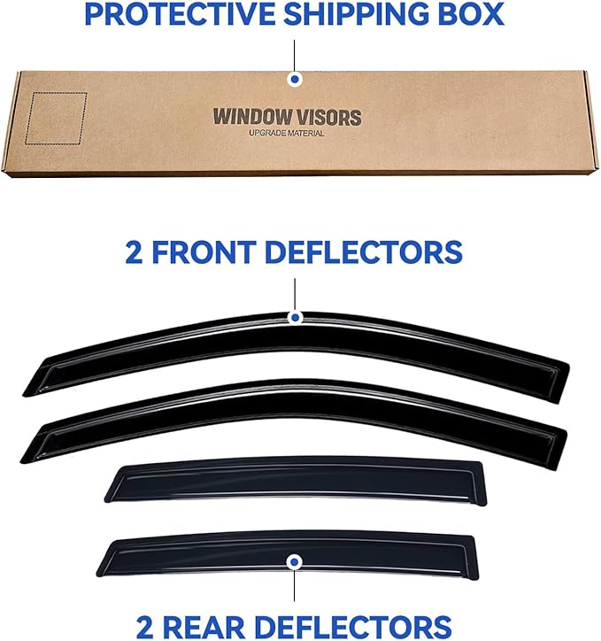 Window Visors Rain Guards for 2011 2012 2013 2014 2015 Kia Sorento, Out-Channel Window Vent Wind Deflectors Visors Shades for 11-15 Kia Sorento