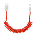 chubbycable Curly Chubby - Retractable Fast Charging Cable 240W Coiled Charger Cord for Car Durable USB-C Cable for Phones, Tablets and More, Red, USB-A to Type-C, 1.3FT-2.3FT