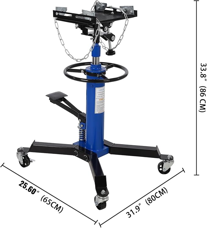 Hydraulic Transmission Jack 1100 LBS Capacity 33.8"-72.8" Lifting Height 2 Stage Hydraulic Telescoping Jack, Trans Jack Stand Heavy Duty with Foot Pedal and 360° Swivel Wheel, Blue