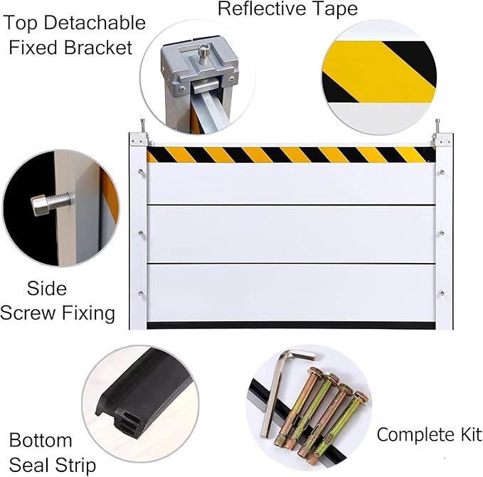 Reusable Heavy Duty Aluminum Flood Barriers for Home Exterior, Flood Protection Barriers Water Barrier Door Quick Detachable Garage Doors Detachable Mobile Rain Water Baffle (H 7.9 inch L 16FT)