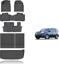 KELCSEECS Floor Mats & Cargo Liner with SeatBack Custom for 2009-2015 Honda Pilot,All Weather Protection TPE Floor Liners Front& Rear Row Full Set Honda Pilot Accessories Black