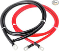 A ABIGAIL 2 AWG Battery Cables 2 Gauge Pure Copper Battery Inverter Cables with 3/8 in Lugs terminals Marine Grade for Automotive Solar Power Inverter Boat RV Car Motorcycle (5FT)