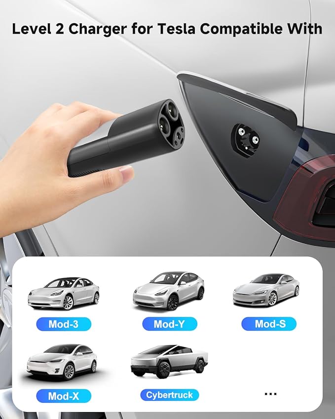 EV Charger Level 2 for Tesla(32Amp 240V 7.68kW), NEMA 14-50 Plug NACS EV Chargers, 25FT Adjustable Current Portable Electric Car Charger Compatible with All Nacs