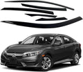 AUTOCLOVER Tape-On Rain Guards Window Visors 6 Pcs Set for Honda Civic Sedan 4dr 2016 2017 2018 2019 2020 2021 / Window Deflectors, Out-Channel Vent Shades (Smoked)