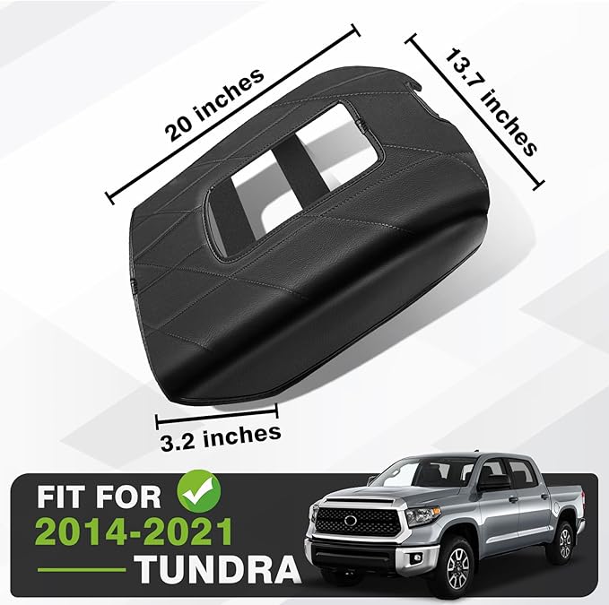 Muslogy Center Console Armrest Cover Compatible with Toyota Tundra 2014-2021 Comfort Armrest Pad Anti-Scratch Arm Rest Cushion Vegan Leather Protector 1-Inch Extra Thick(Bucket Seat ONLY)