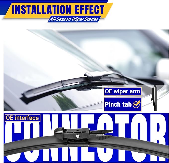 2 wipers Replacement for Toyota Tundra 2007-2020 Toyota Sequoia 2008-2020, Windshield Wiper Blades Original Equipment Replacement - 26"/23" (Set of 2) Pinch Tab