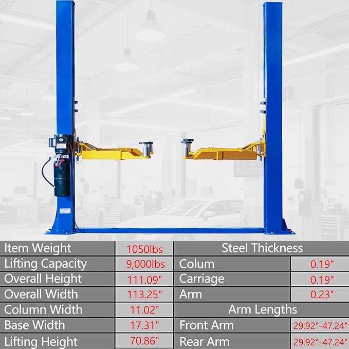 Car Lift Single/2 Post Auto Lifts, 6200/9000/10000LBS Capacity, 240V Hydraulic Truck Hoist, Heavy Duty Auto Lift with Safety Locks for Home Garage (9000LBS 2 Post, 1)