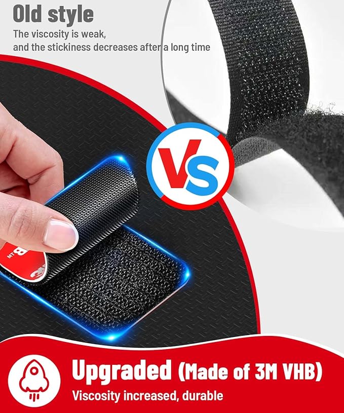 Hook and Loop Strips with Super Adhesive Heavy Duty, Made of 3M, Heat Resistant Waterproof, Outdoor or Indoor Use, 16 Sets Black 1.57x1.97 Inch