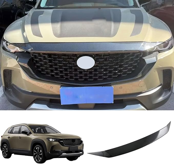 Front Hood Air Deflector，Car Bonnet Molding Cover Trim Fit for Mazda CX-50 and CX50 Hybrid 2023 2024 2025，Exterior Accessory（ABS,Carbon Fiber）