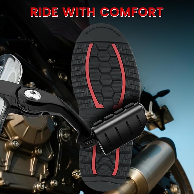 1.25" Highway Pegs Long Angled Pegs Adjustable for Harley Davidson Touring Road King Road Glide Street Glide Electra Glide Dyna Sportster Softail 1 1/4" Engine Guard Foot Peg, Black