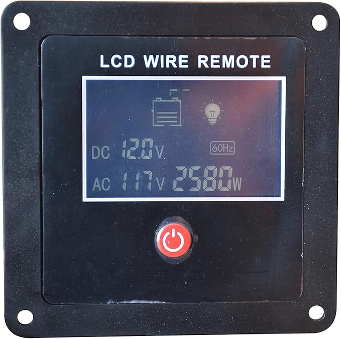 2500W Pure Sine Wave Inverter 12V to 120V AC with 2 AC outlets, DC5V 2 Amp USB Output, LCD Display Wire Remote kit and Heavy Duty Battery Cables.