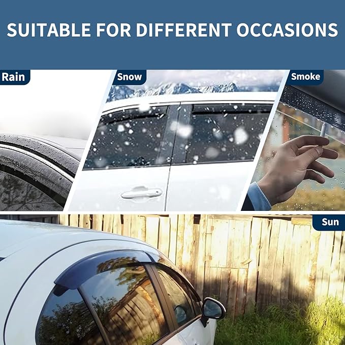 4PCS Rain Guards Window Visors Wind Deflector Fits for 2018-2023 Honda Odyssey, Front & Rear Outside Mount Vent Shade, Tape-on Vent Visors, 2018 2019 2020 2021 2022 2023