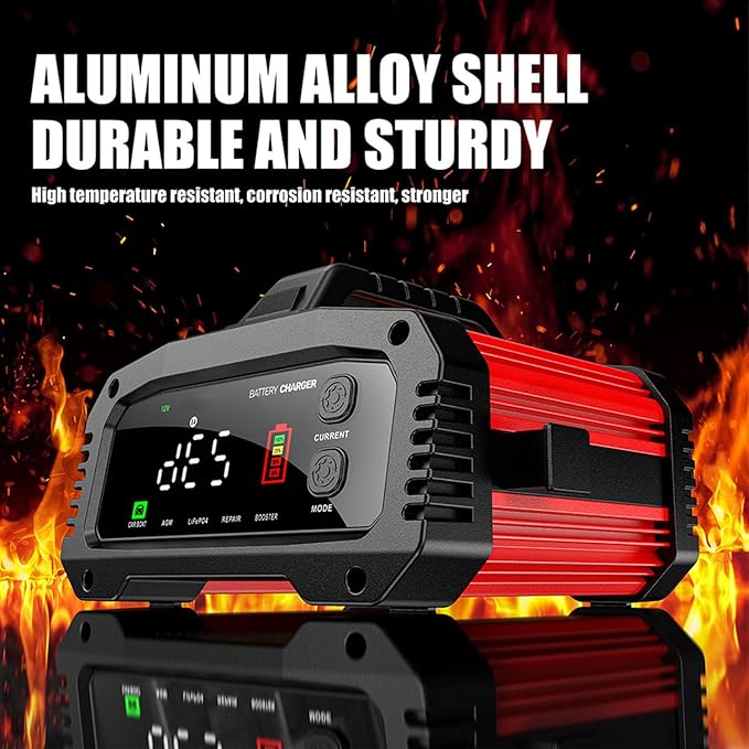 25A Battery Charger, 2/8/20/25 Amp 12V/24V LiFePO4 Lead Acid Fully Automatic Battery Maintainer with Engine Start, 8-Stage Car Battery Trickle Charger, Desulfator for AGM,STD,Gel,Deep Cycle Batteries
