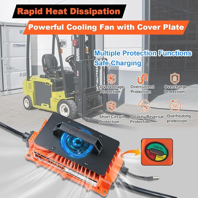 30A 24V Battery Charger 24 Volt Forklift Fast Charger with Anderson Plug Lead-Acid Battery Chargers for Sicorssors Lift, Pallet Jack, Lawn Mower, Floor Scrubberb