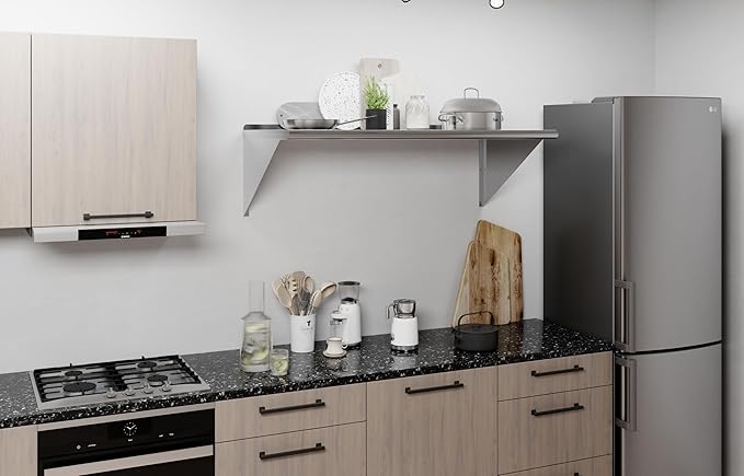 AmGood 48" Long X 24" Deep Stainless Steel Wall Shelf | NSF Certified | Appliance & Equipment Metal Shelving | Kitchen, Restaurant, Garage, Laundry, Utility Room