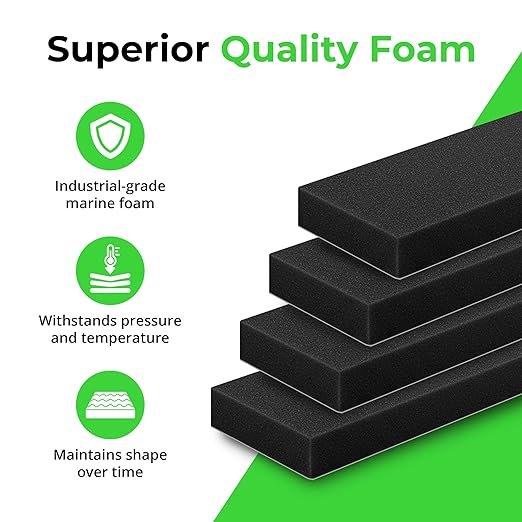 XCEL Foam Rubber Protector Panels – 4 Pack of Versatile Marine Foam Pads – Ideal for Wall Protection, Garage Parking Aids, Car Door & Bumper Padding, Anti Vibration, Insulation DIY Projects - Black