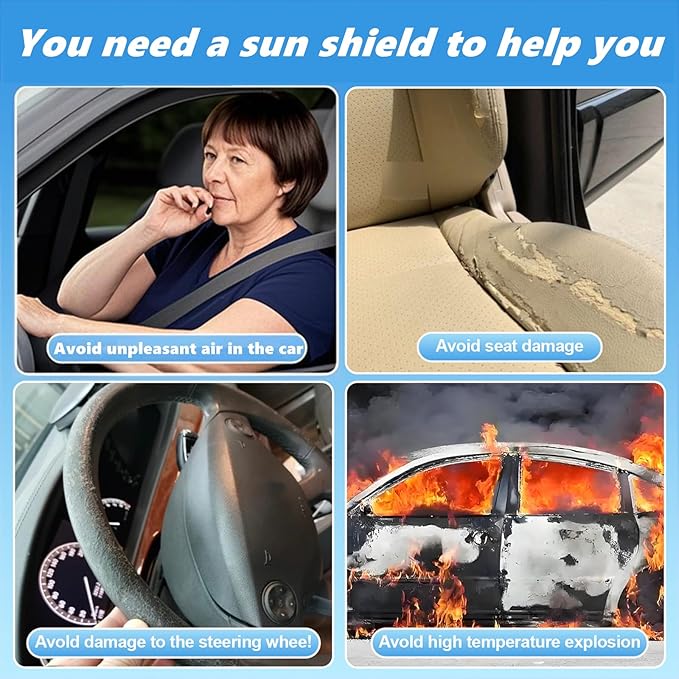 Windshield Sun Shade for Kia Telluride 2020-2025 4-Layer Front Window Shade Custom Sun Visor 240T Shade Blocks UV Keep Your Car Cooler