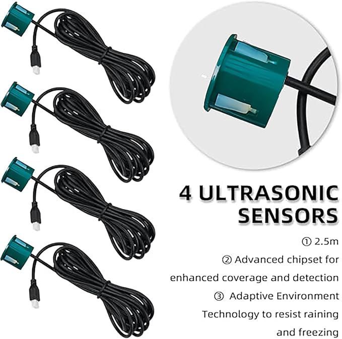 16 Color Options Parking Sensor Kit Backup Sensor Kit Reverse Sensor for Car Sensore de Reversa para Carro Adjustable Alarm Sound Professional Safety System（Green）