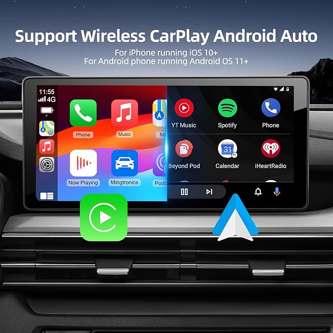 Wireless CarPlay & Android Auto Adapter with Play Store/YouTube/Netflix/Disney+[32GB] Support Screen Mirroring/TF Card/USB Drive,Fit for Built-in Wired CarPlay Car,FEXIER X Car Play Video Magic AI Box