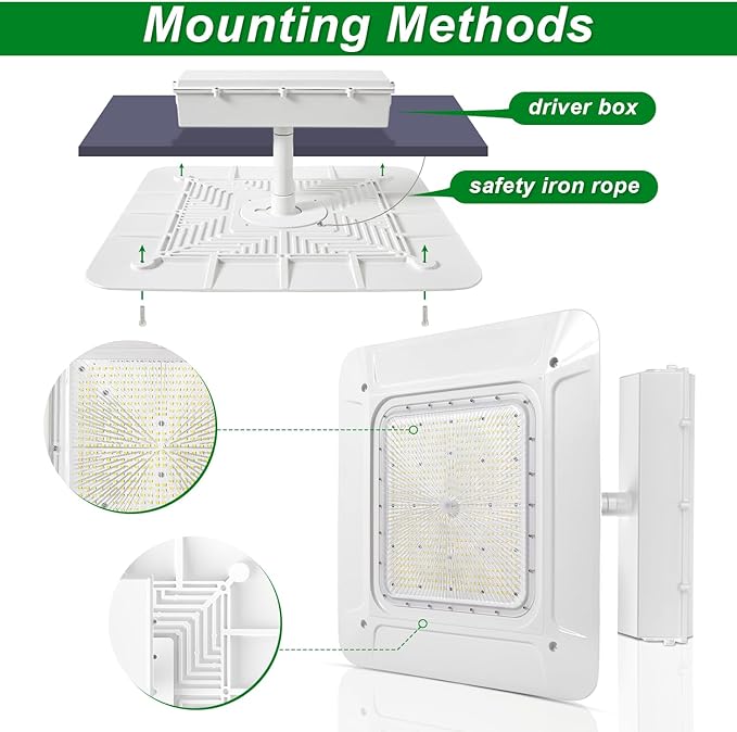 OSTEK LED Gas Station Canopy Light, 180W Carport Ceiling Light 5700K, Outdoor Rated (600W HID/HPS Equivalent), 90-277V IP65 DLC & UL Listed (180W-1 Pack)
